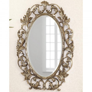 Зеркало овальное настенное в раме Гойя Florentine Silver